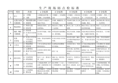生产现场5S点检标准