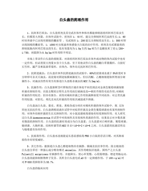 白头翁的药理作用