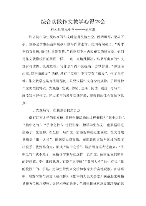综合实践作文教学心得体会