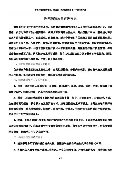 医院病案质量管理方案