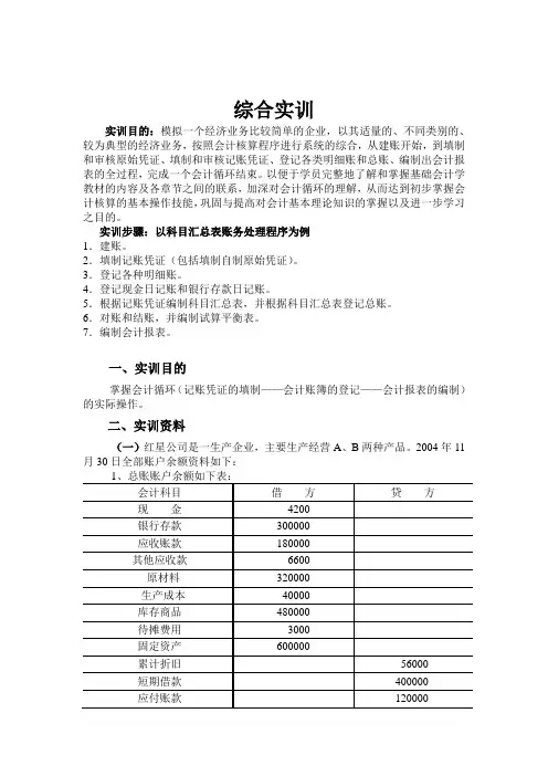 会计基础综合实训
