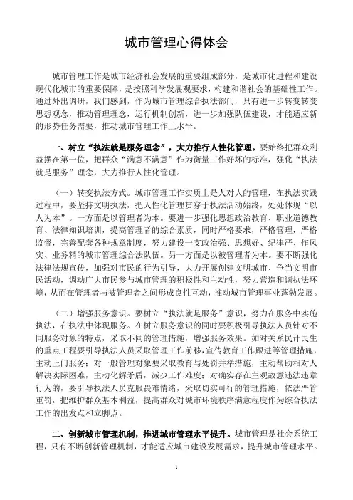 城市管理心得体会 3