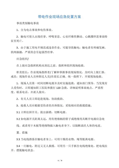 带电作业现场应急处置方案