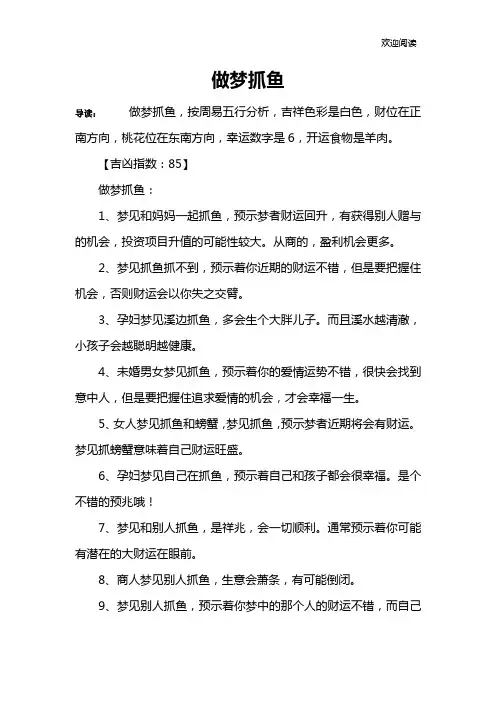 做梦抓鱼
