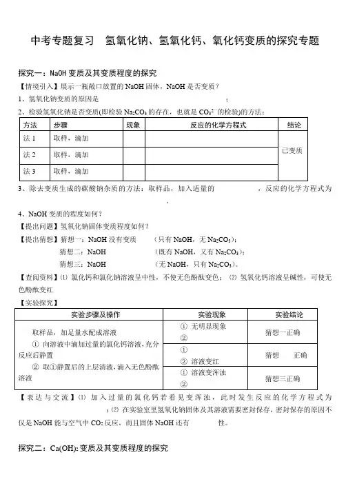 氢氧化钠变质专题探究