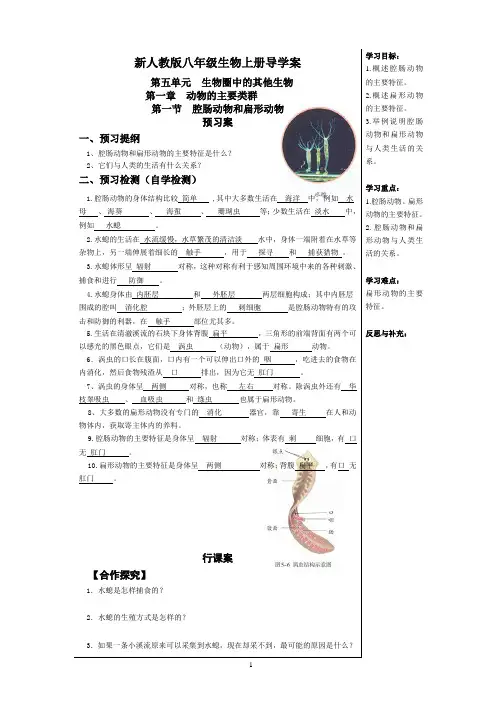 新人教版八年级上册生物导学案及答案 3