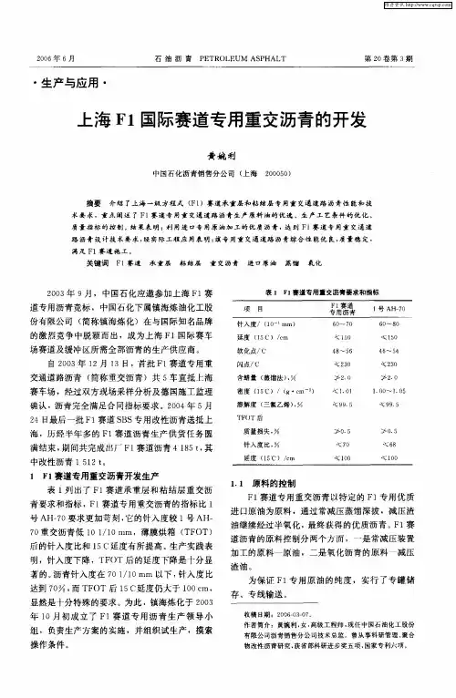 上海F1国际赛道专用重交沥青的开发