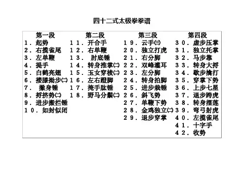 四十二式太极拳拳谱