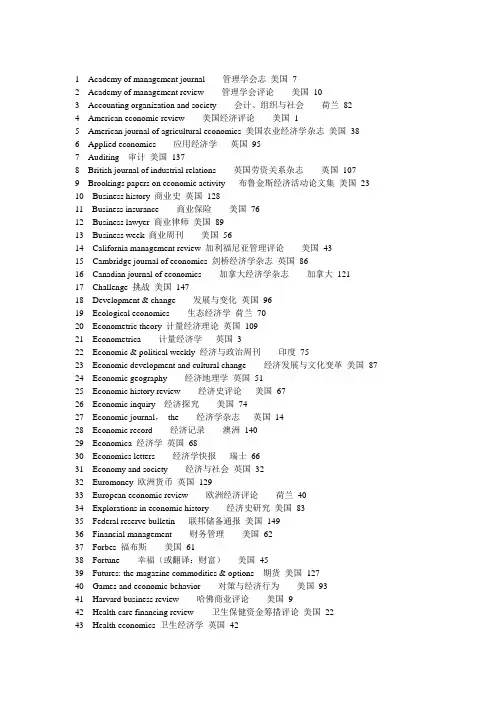 英语核心期刊