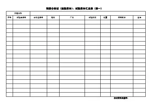 工程建筑材料台账汇总表