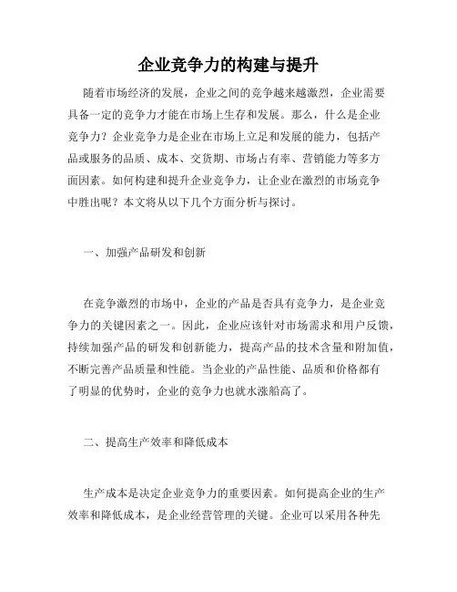 企业竞争力的构建与提升