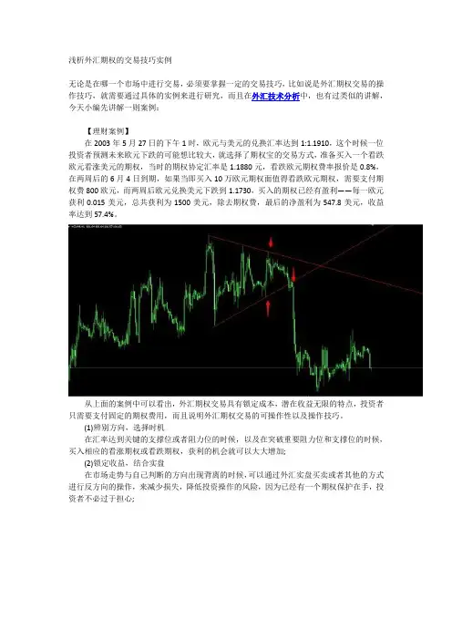 浅析外汇期权的交易技巧实例