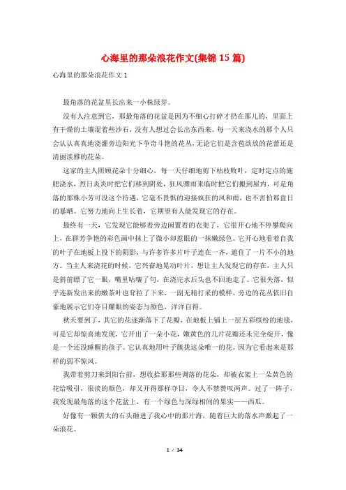 心海里的那朵浪花作文(集锦15篇)
