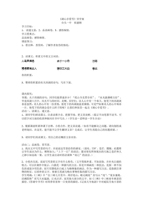 《湖心亭看雪》导学案 2