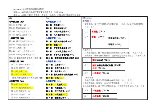 初中数学新旧教材对比-框架