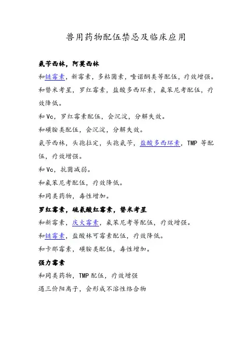 兽用药物配伍禁忌及临床应用
