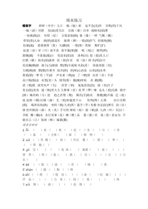 错别字、同音字