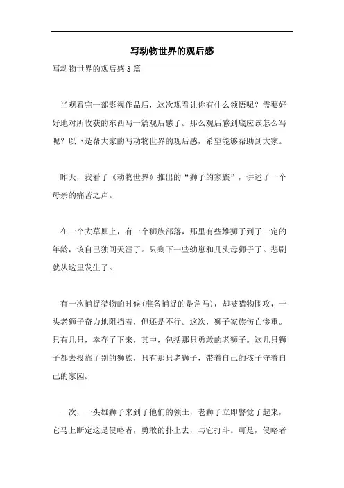 写动物世界的观后感