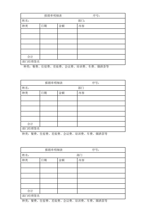 报销单明细表