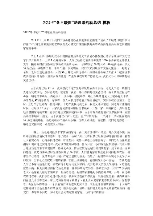 2019“冬日暖阳”送温暖活动总结_模板