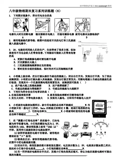八年级物理期末复习系列训练题(6)