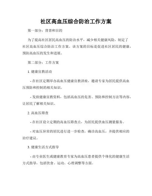 社区高血压综合防治工作方案