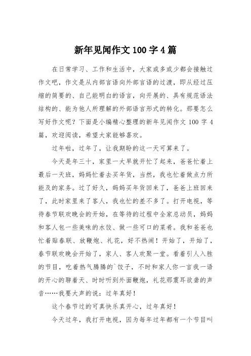 新年见闻作文100字4篇