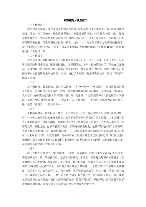 细节描写片段及范文
