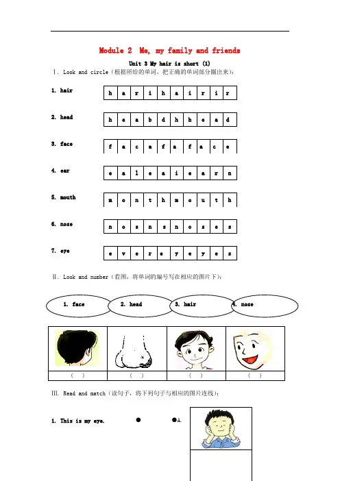 上海牛津版英语二年级上册Module 2 Unit 3《My hair is short》练习题及答案