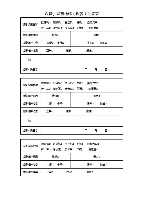 设备、设施检修(保养)记录表