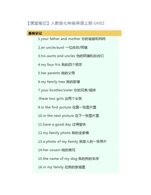 人教版七年级英语上册Unit2【重点短语+词法语法句法精讲】