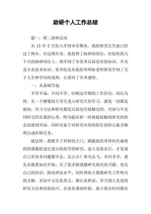 助研个人工作总结