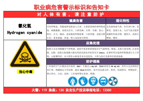 氰化氢-职业病危害告知卡