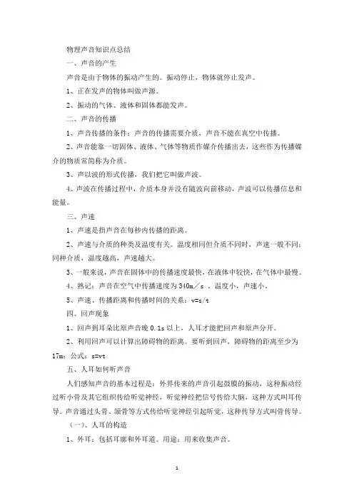 物理声音知识点总结(最新)