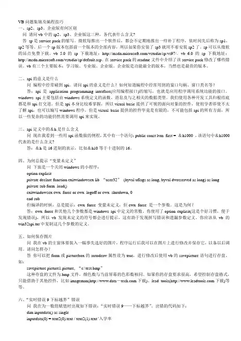 问题集锦及编程技巧论文