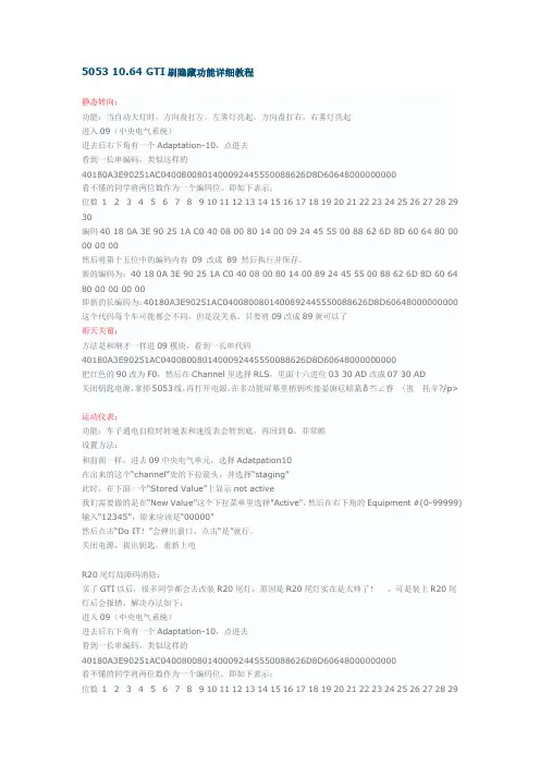 大众高尔夫GTI 5053 VCDS调整隐藏功能大全