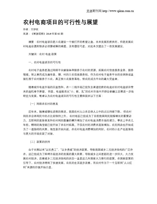 农村电商项目的可行性与展望