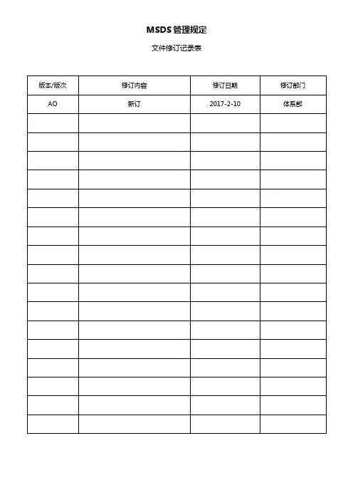 工厂化学品管理文件----MSDS管理规定