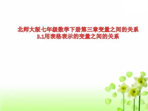 北师大版七年级数学下册第三章3.1用表格表示的变量之间的关系