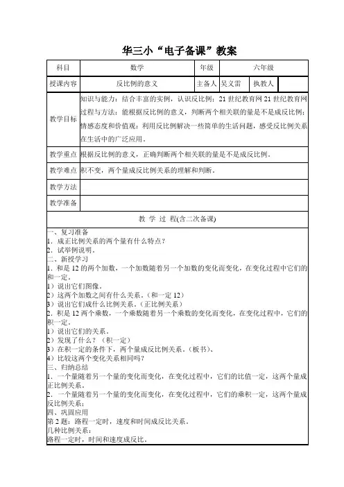 反比例的意义