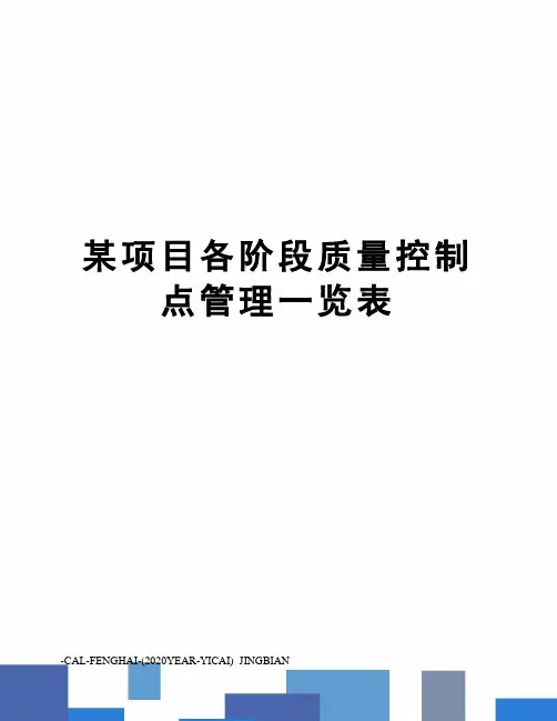某项目各阶段质量控制点管理一览表