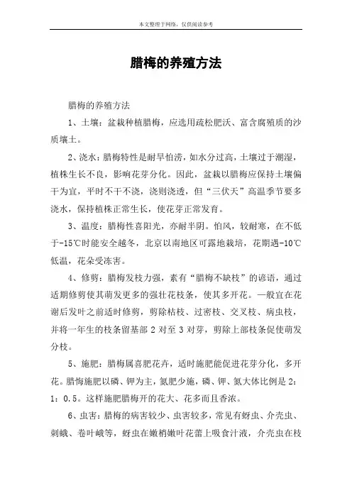 腊梅的养殖方法