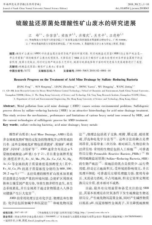 硫酸盐还原菌处理酸性矿山废水的研究进展