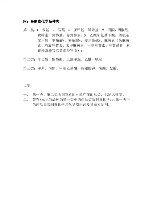 易制毒化学品清单