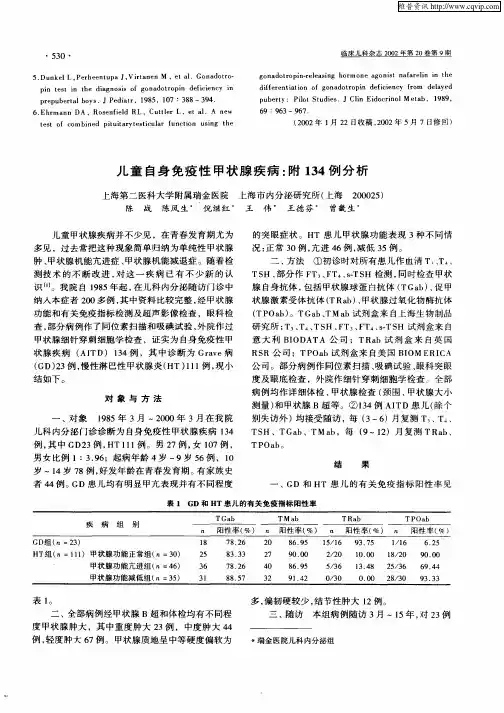 儿童自身免疫性甲状腺疾病：附134例分析