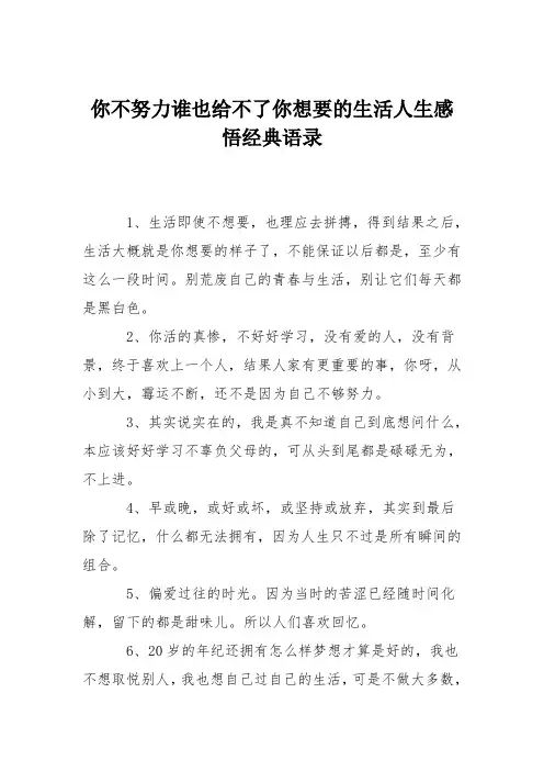 你不努力谁也给不了你想要的生活人生感悟经典语录