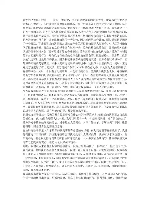 辩论论文、