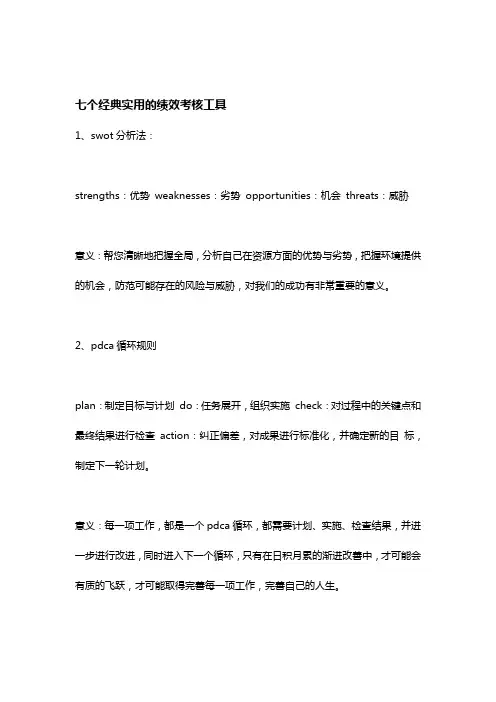 《七个经典实用的绩效考核工具》