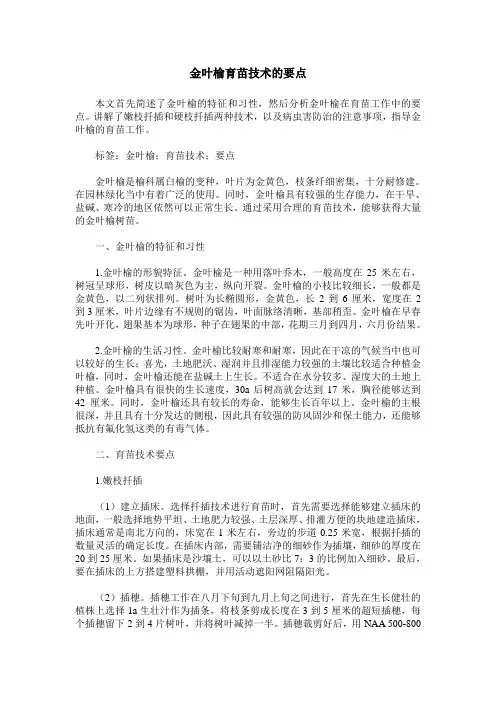 金叶榆育苗技术的要点