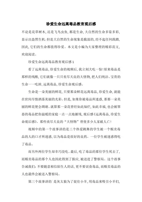 最新珍爱生命远离毒品教育观后感